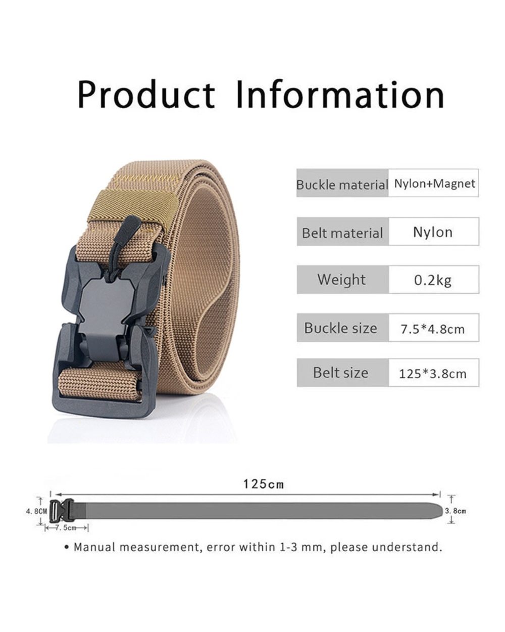 Military Nylon Tactical Belt For Men Women Unisex Magnetic Quick Release Buckle Army Outdoor Training Waist Belts Strap front-1