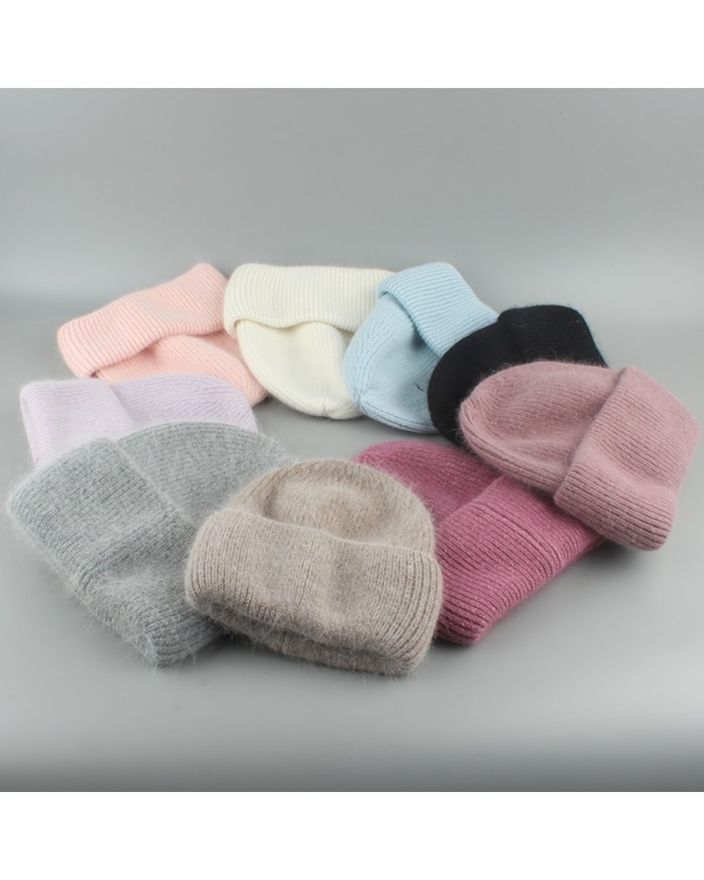 2022 New Luxury Real Rabbit Fur Beanies Women Winter Hat Fashion Casual Knit Bonnet Soft Warm Skullies Cap front-4