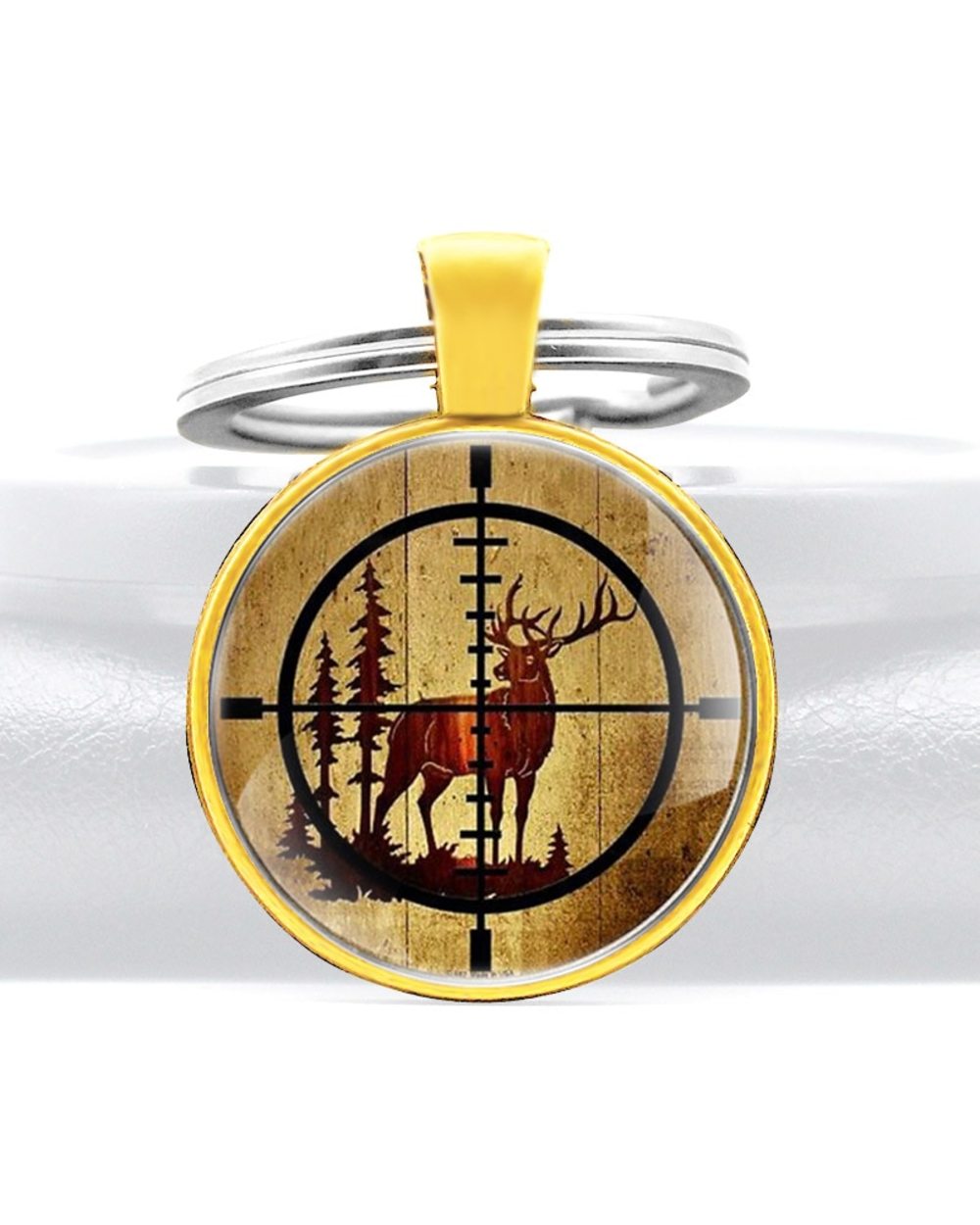 Classic Hunting Elk Design Glass Dome Charm key Chains Men Women Key Ring Jewelry Gifts front-1