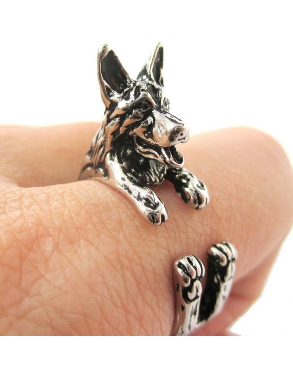 1pcs retro punk German Shepherd Ring hippie animal German Shepherd dog Ring summer jewelry for pet lovers front-1