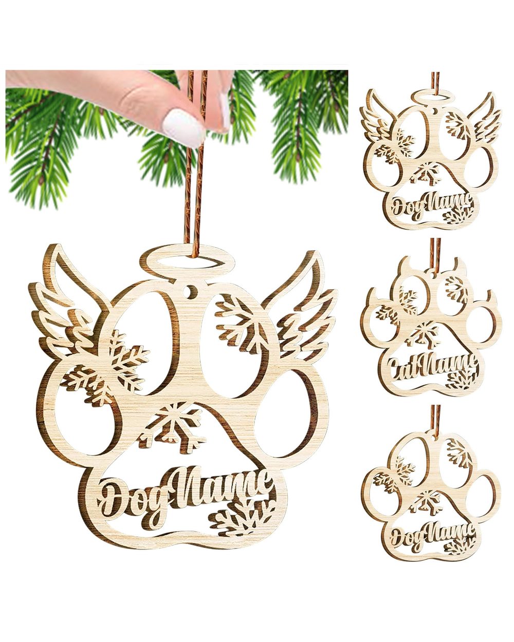 PERSONALIZED DOG/CAT PAW CHRISTMAS ORNAMENT front-3