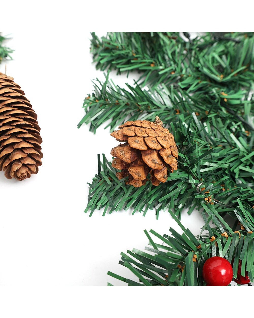 Pre-Lit Decorated Christmas Garland with Chasing Warm LED Light Artificial Christmas Fireplace Wreath Pine Tree Ornament front-2