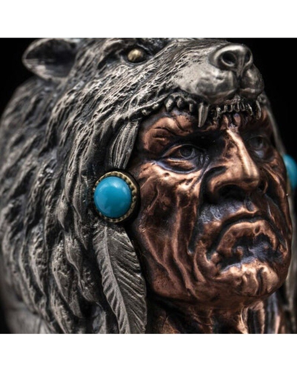 Indian Warrior Ring Vintage Tribal Chief Jewelry Accessories front-1