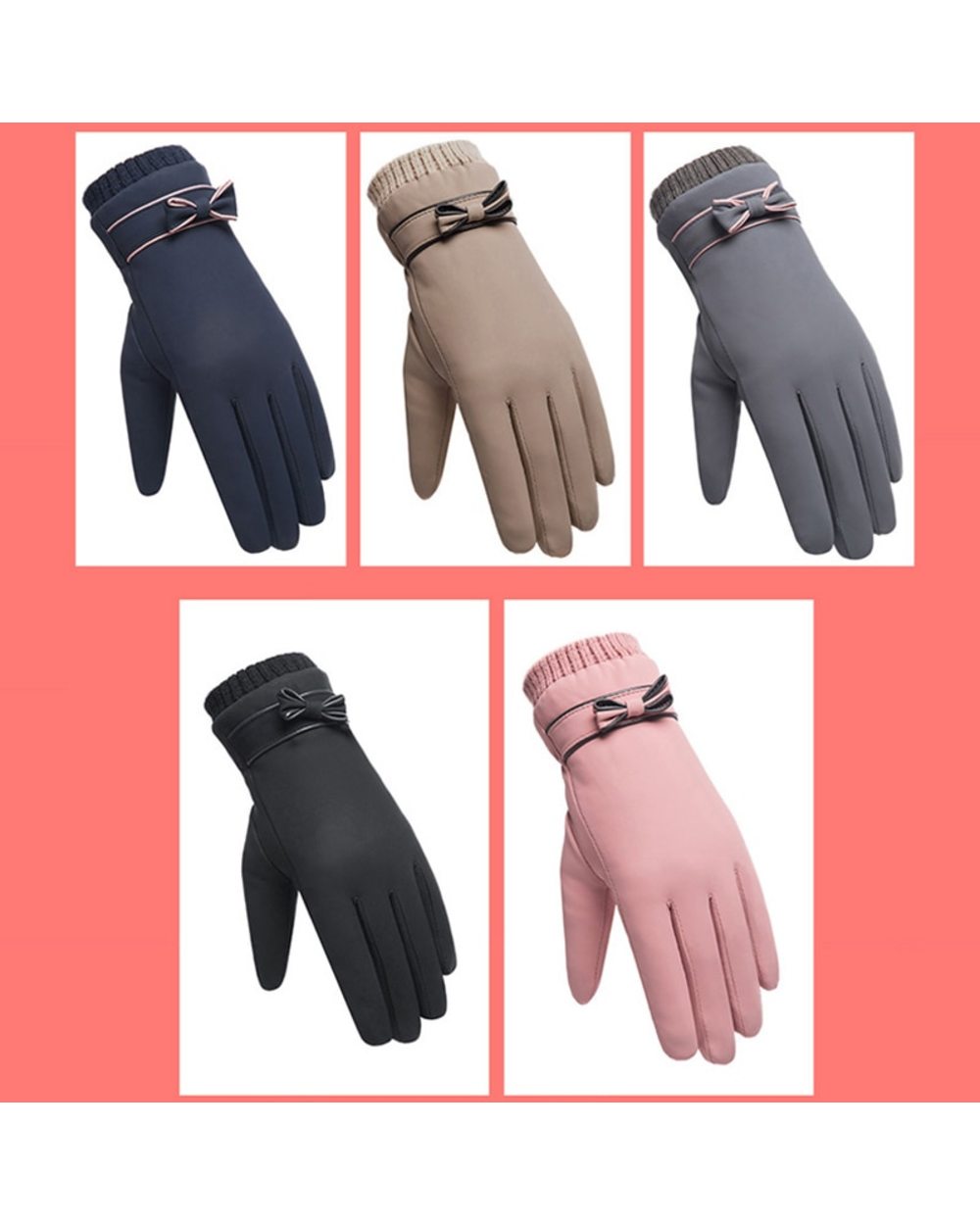 Fashion Winter Women Gloves Windproof Internal Plush Warm Lady Mittens Touch Screen Skin-Friendly Soft Pu Leather Femal front-5