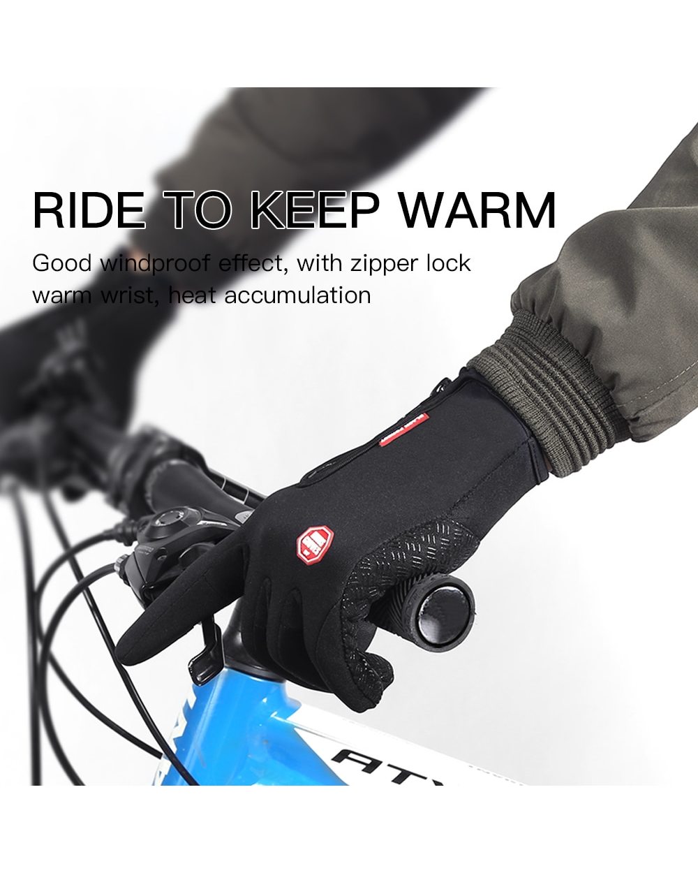 Winter Cycling Gloves Men Women Waterproof Windproof Touch Screen Bike Warm Gloves Cold Weather Running Sports Hiking S front-4
