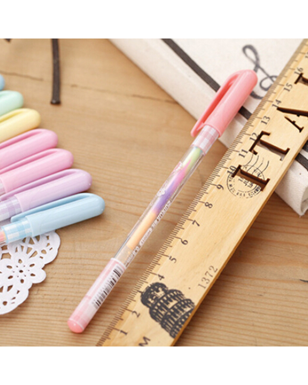 0.8Mm 6 Color Change Pen Paper Fluorescent Paint Pens Pencils Writing Markers Highlighters Highlighter Pens Kids Painti front-3
