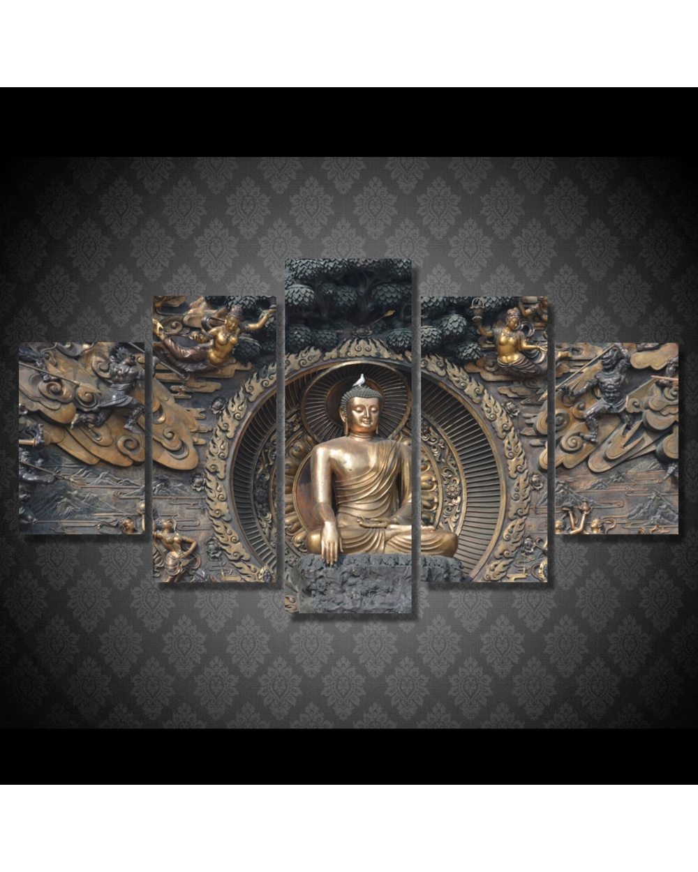 Buddha Statue Wall Pictures Buddha 5 Panel Canvas Art Wall Decor front-0