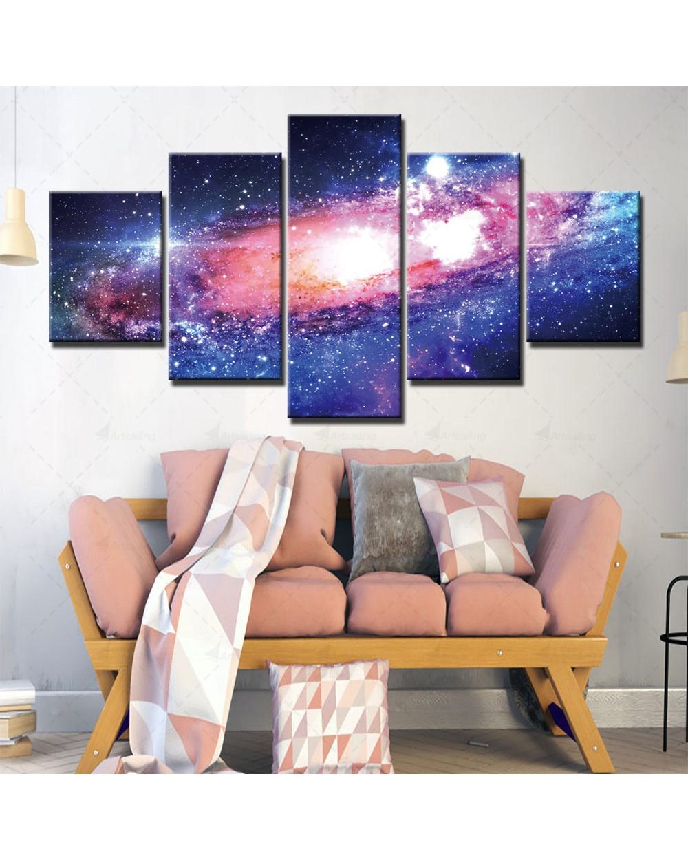 Galaxy Universe Modular Picture Print Space 5 Panel Canvas Art Wall Decor front-0