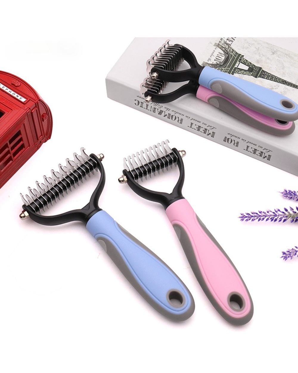 Pets Fur Knot Cutter Dog Grooming Shedding Tools Pet Cat Hair Removal Comb Brush Double Sided Pet Products Comb for Cats front-0