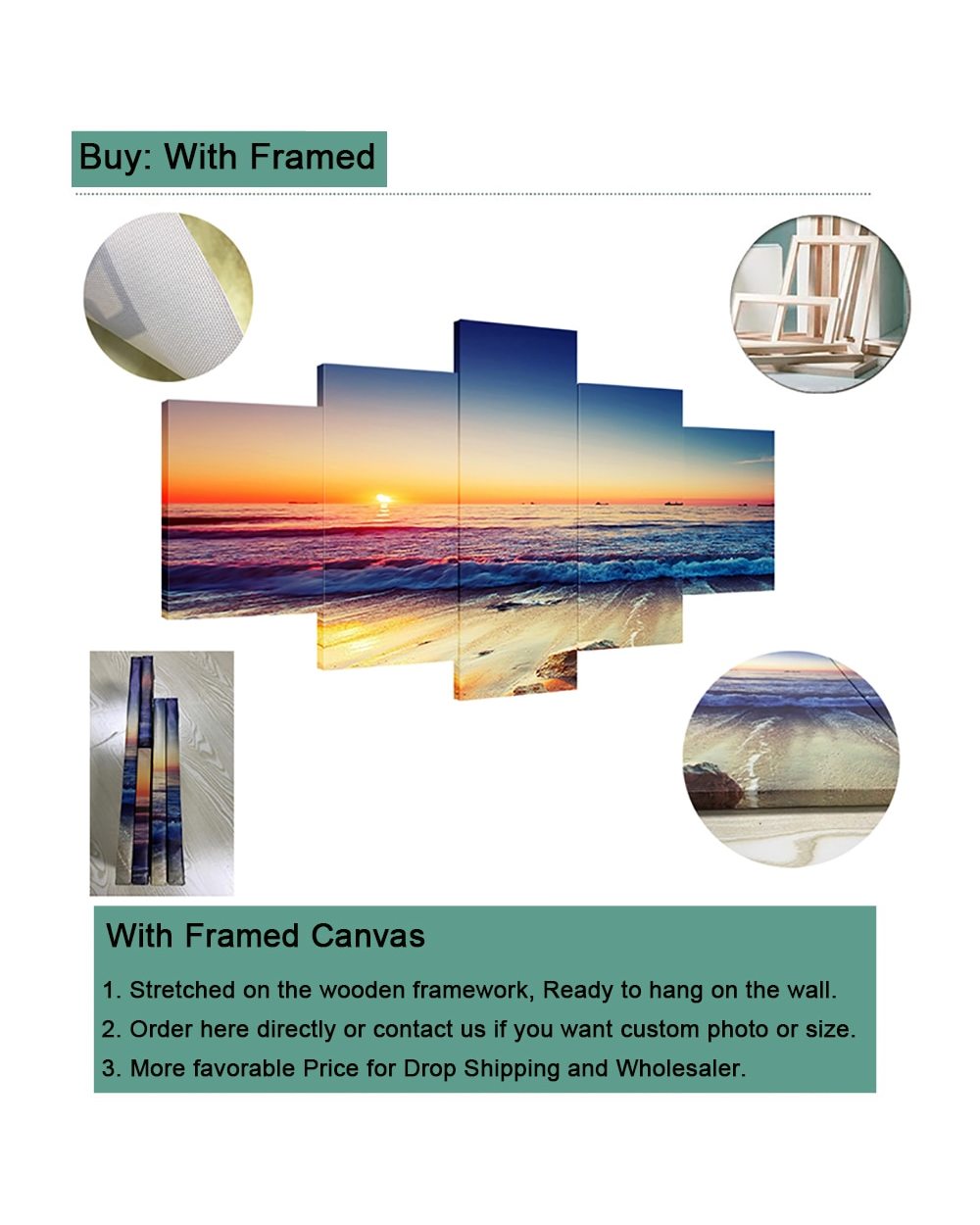 Golf Ball Course Leisure Sport Landscape Picture Print Sports 5 Panel Canvas Art Wall Decor front-5