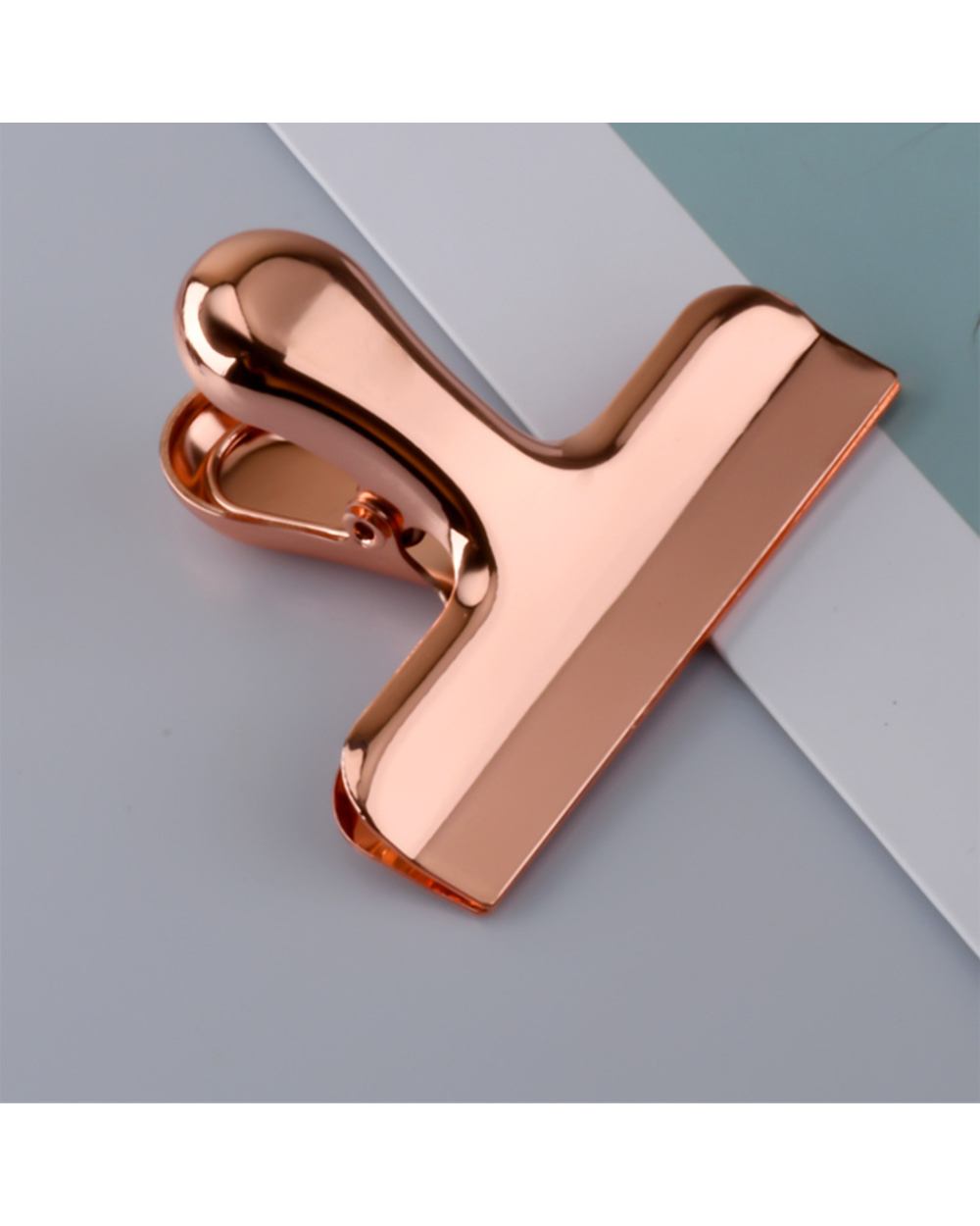 Pretty Binder Clamp Luxurious Rose Gold Metal Clip Paper Bill File Bag Organizer Student Stationery School Office Suppl front-1