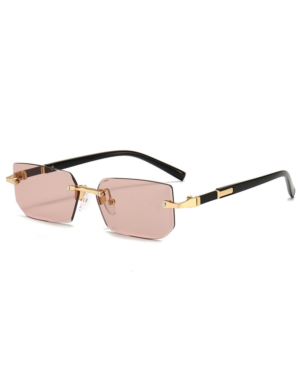 Rimless Sunglasses Rectangle Fashion Popular Women Men Shades Small Square Sun Glasses For Female Male Summer Traveling front-3