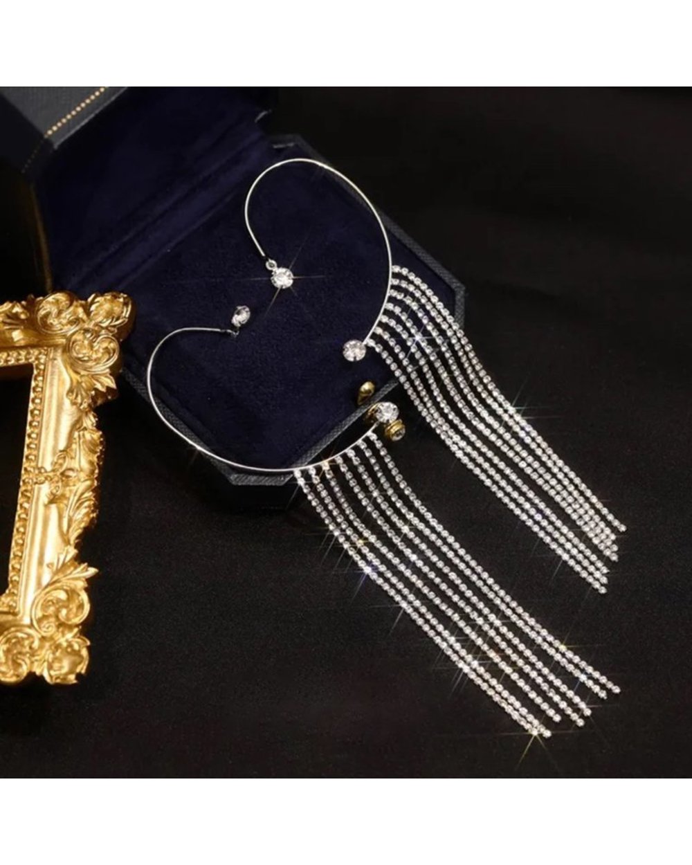 Luxury Sparkling Diamond Tassel Earrings front-0