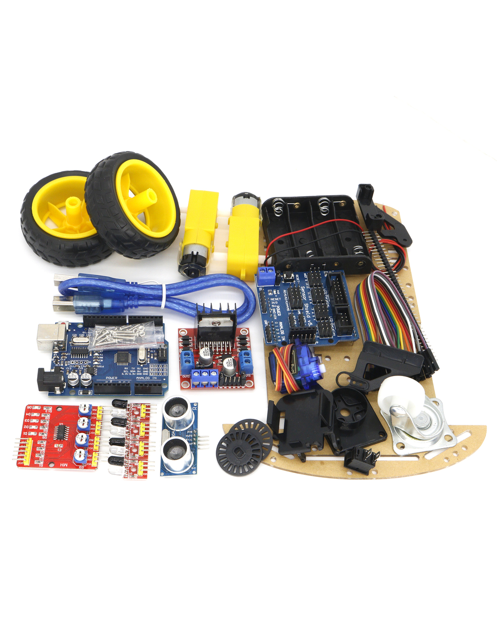 New Avoidance Tracking Motor Smart Robot Car Chassis Kit Speed Encoder Battery Box 2Wd 4Wd Ultrasonic Module For Arduin front-3