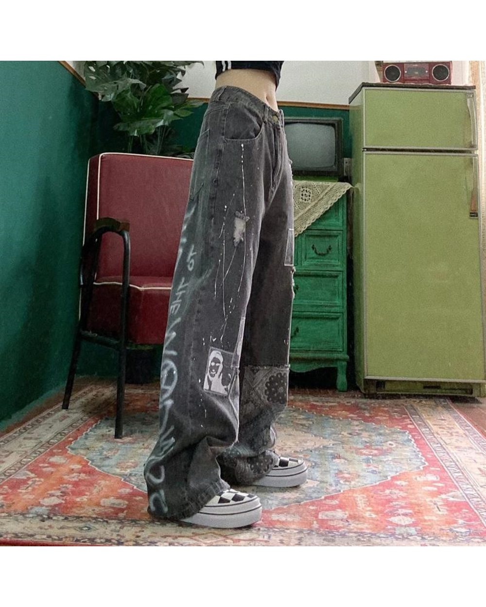Cool Women Loose Pant Vintage Female Pants Fashion Femme Harajuku Baggy Jeans Female Pants Gothic Pants front-0