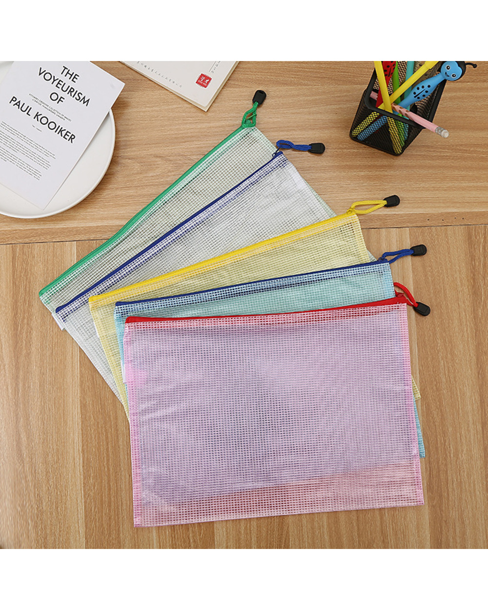 Sharkbang 5Pcs/Lot Transparent A4 File Folder Case Desk Paper Pencil Document Organizer Storage Bag Waterproof Bag Stat front-5