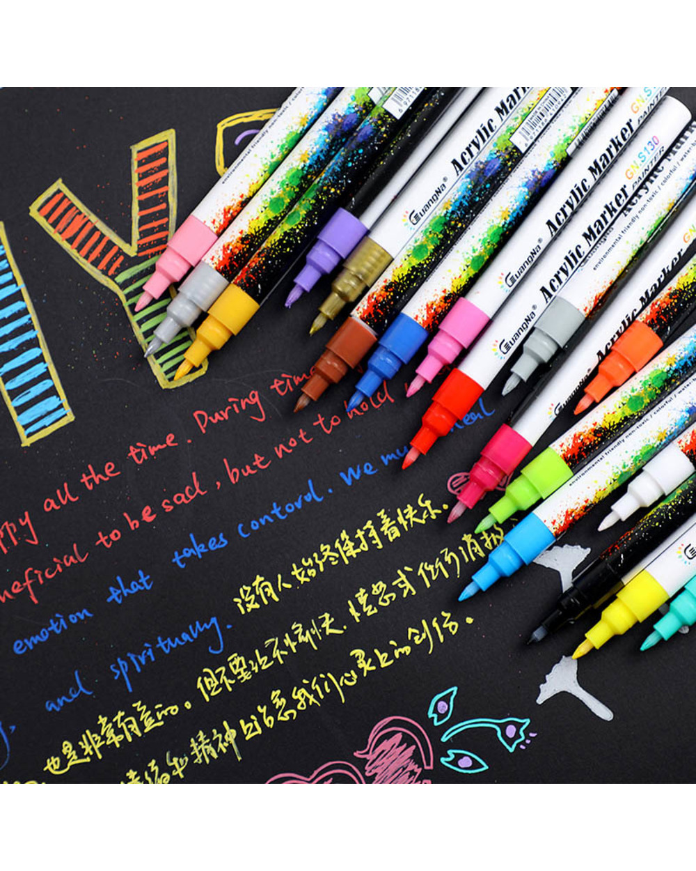 12/18/36Colors 0.7Mm Acrylic Paint Marker Pen Set Drawing Pen For Ceramic Rock Glass Porcelain Mug Wood Fabric Canvas A front-5