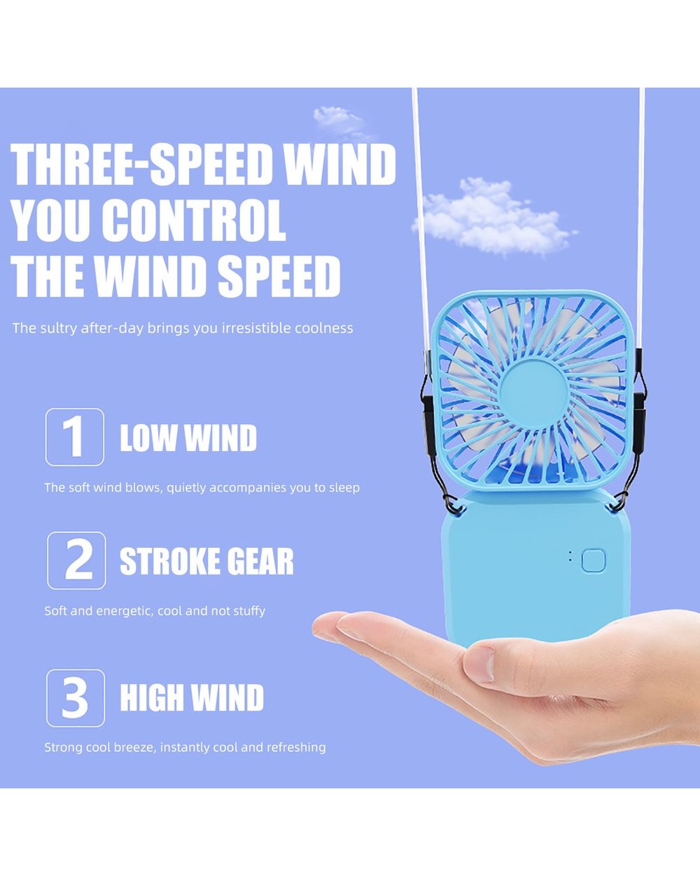 Fan Hanging Neck Foldable Small Electric Fan Portable Handheld Creative Student Dormitory Sports Usb Outdoor Mini Fan front-4