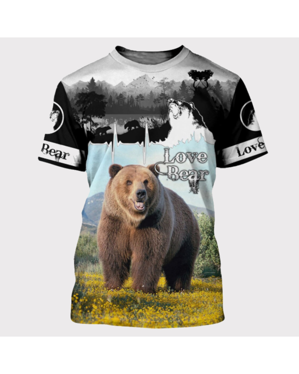 Summer Hipster Men t-shirt Beautiful Hunting Love Bear 3D Printed Harajuku Short sleeve T shirt Unisex Casual VG06 front-0