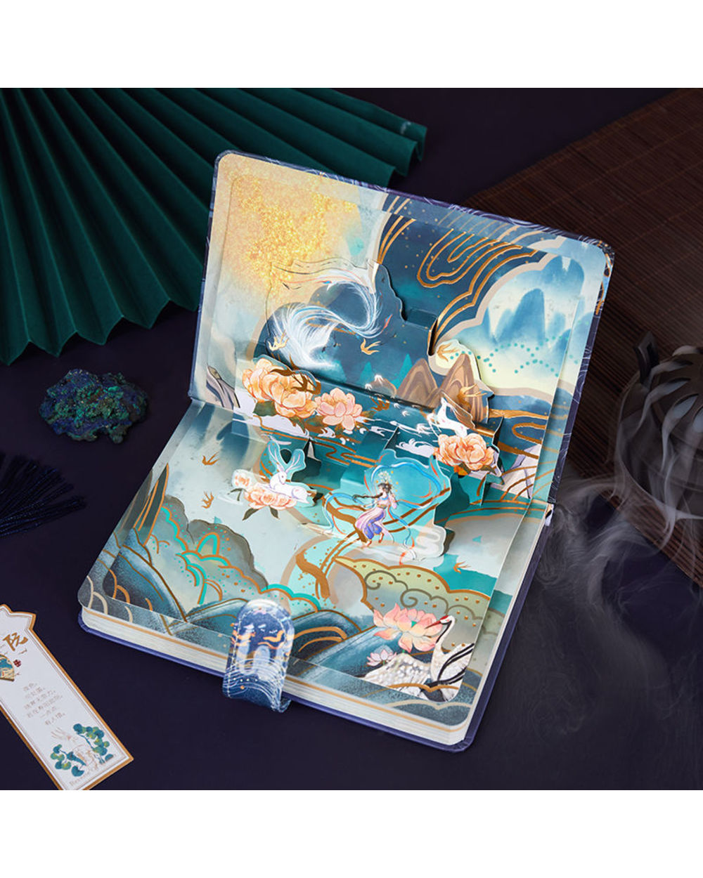 Cute Color Illustration Inside Page Notebook Chinese Style Hardcover 3D Stamping Title Page Diary Books Handbook Scrapb front-2