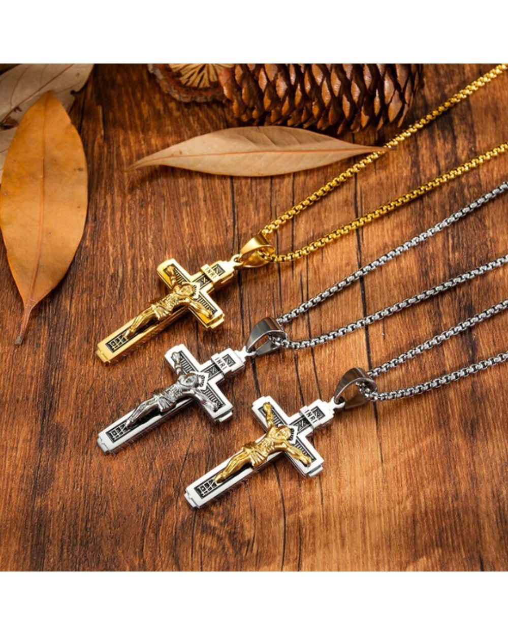 Jesus Cross Necklace For Men front-3