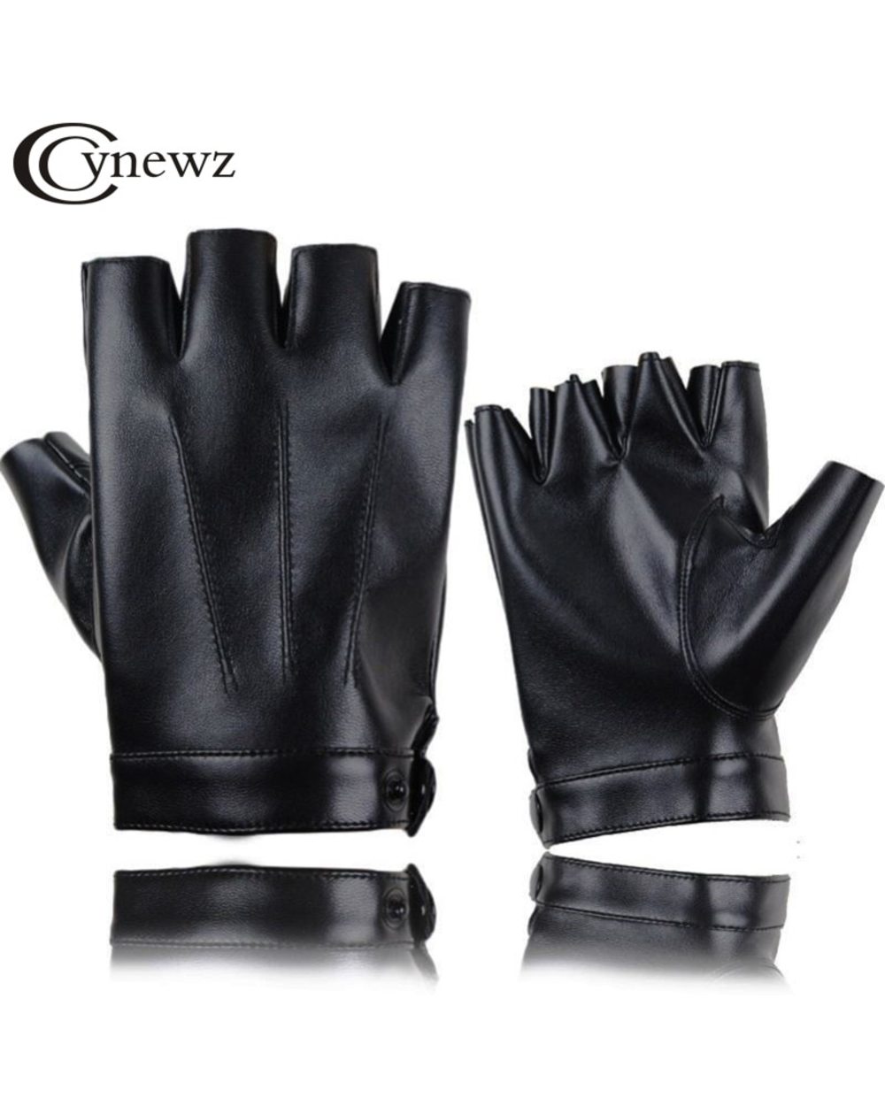 Fingerless Men Gloves Pu Leather Motor Punk Gloves Male Mittens Black Half Finger Outdoor Driving Gloves Guantes Ciclis front-0