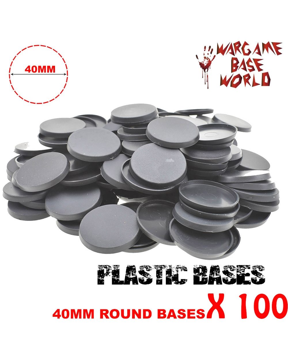 100 pcs 40mm round Plastic bases for miniatures front-0