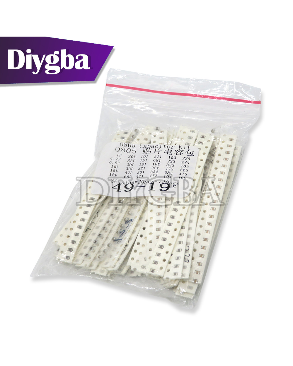 320Pcs 720Pcs 2500Pcs 0603 0805 1206 Smd Capacitor Kit Assorted Kit Diygba 16/36/50 Values 1Pf 4.7Pf 6.8Pf 1Nf 1Uf 4.7U front-5