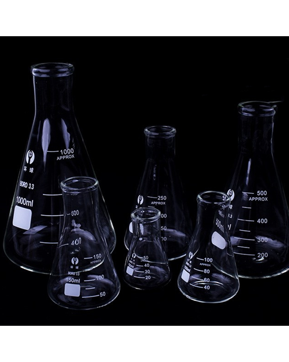1 Pc Thicken 50Ml-1000Ml Erlenmeyer Borosilicate Glass Flask Narrow Neck Conical Triangular Flasks Laboratory Chemical front-0