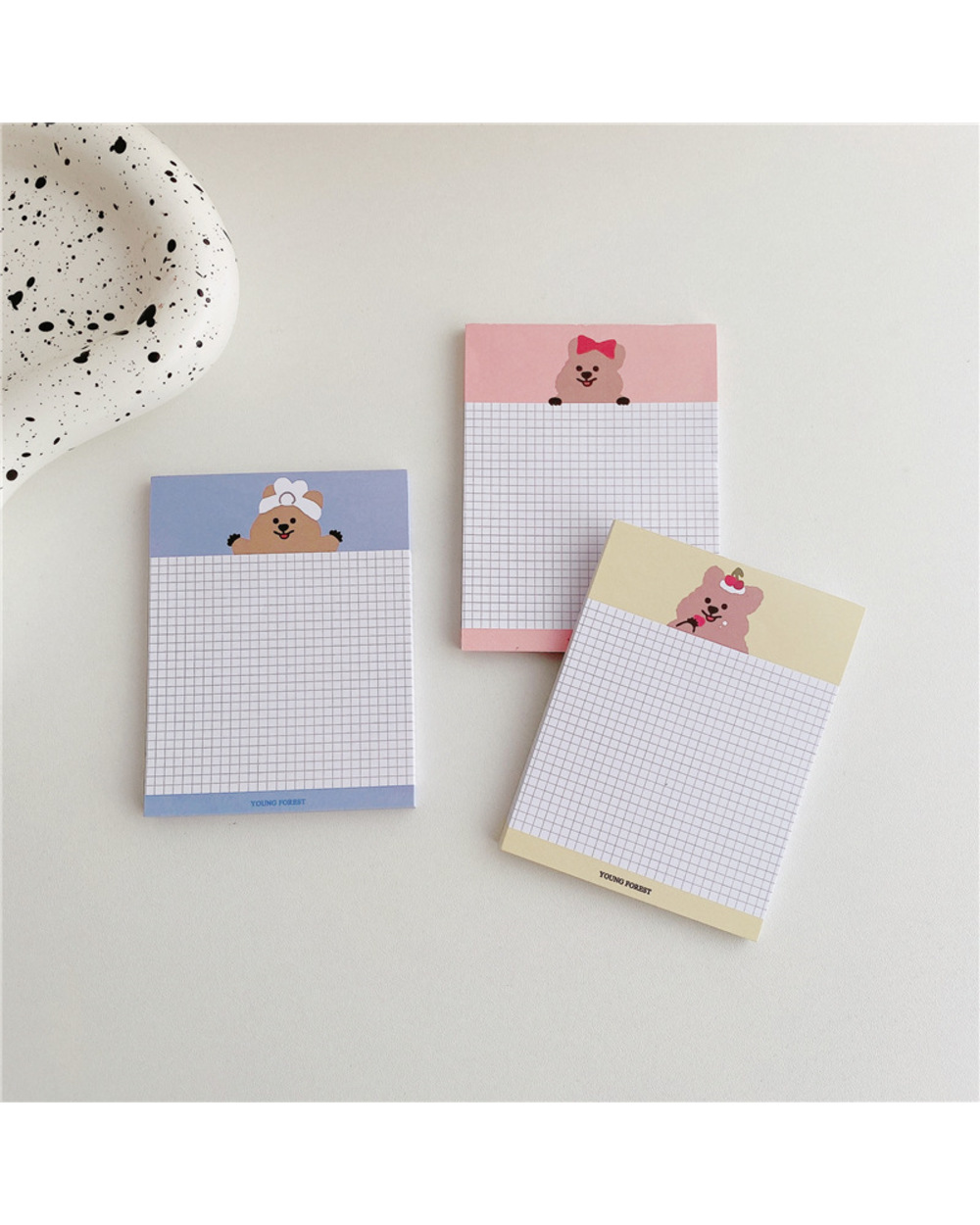 50 Sheets Ins Cartoon Bear Grid Non Sticky Memo Pad Journal Note Diy Decoration School Supplies Stationery Planner Memo front-1