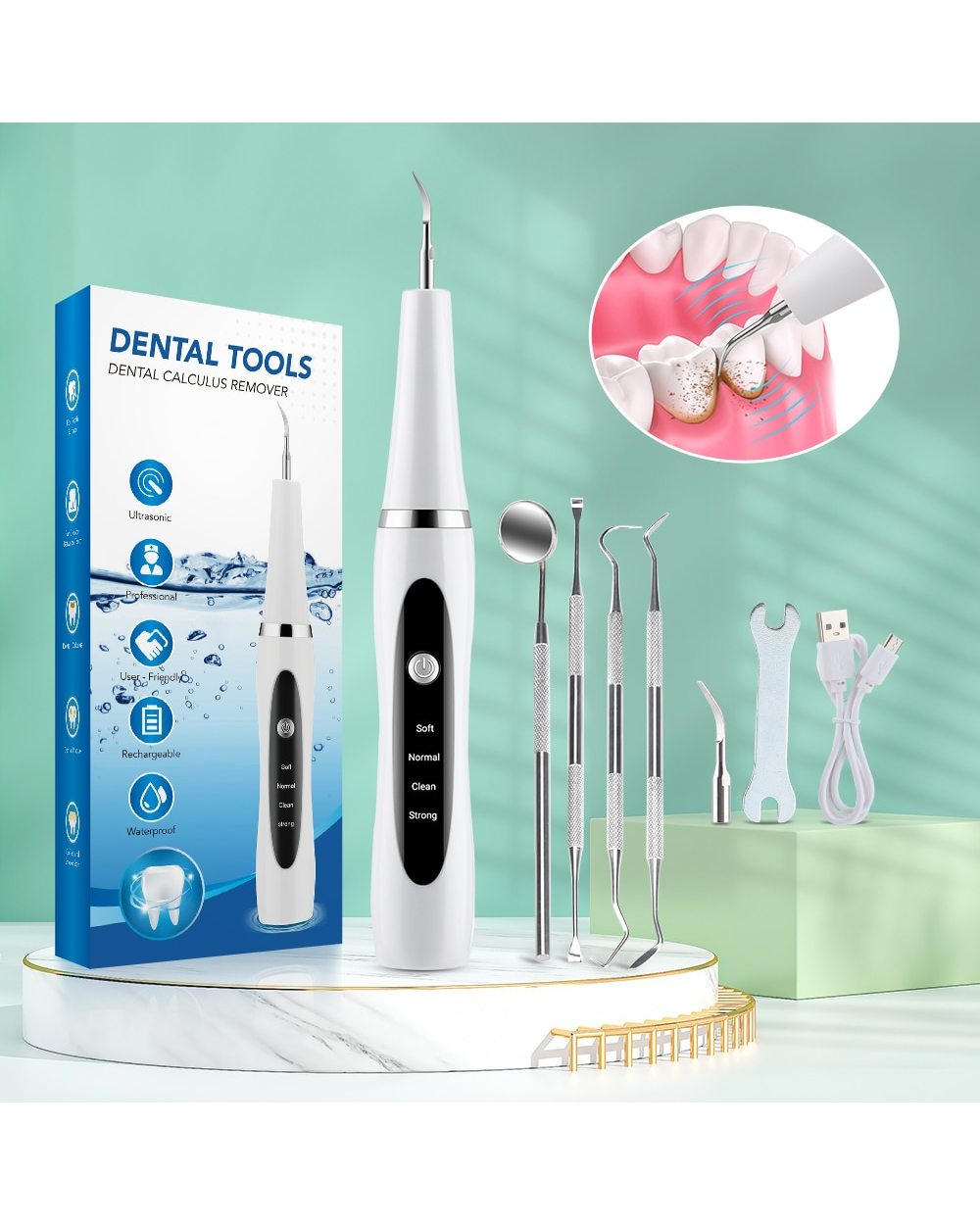Ultrasonic Dental Scaler Irrigator Tartar Eliminator Teeth Whitening Stain Plaque Remover Dental Stone Removal Teeth C front-0