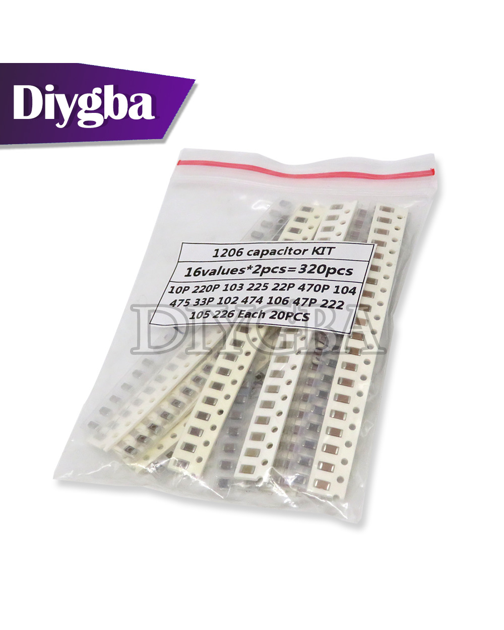 320Pcs 720Pcs 2500Pcs 0603 0805 1206 Smd Capacitor Kit Assorted Kit Diygba 16/36/50 Values 1Pf 4.7Pf 6.8Pf 1Nf 1Uf 4.7U front-3