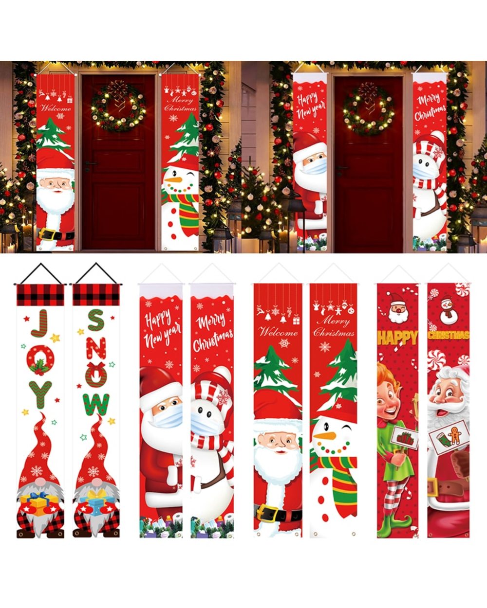 Santa Claus Elf Banner Christmas Ornaments Merry Christmas Decorations for Home Happy New Year 2022 Xmas Gifts Navidad front-5