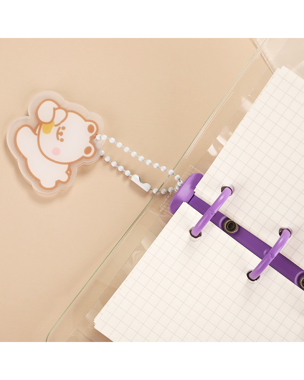 Creative Cute Transparent 3 Ring Mini Loose-Leaf Hand Book Student Portable Notebook Ring Binder Kawaii School Supplies front-4