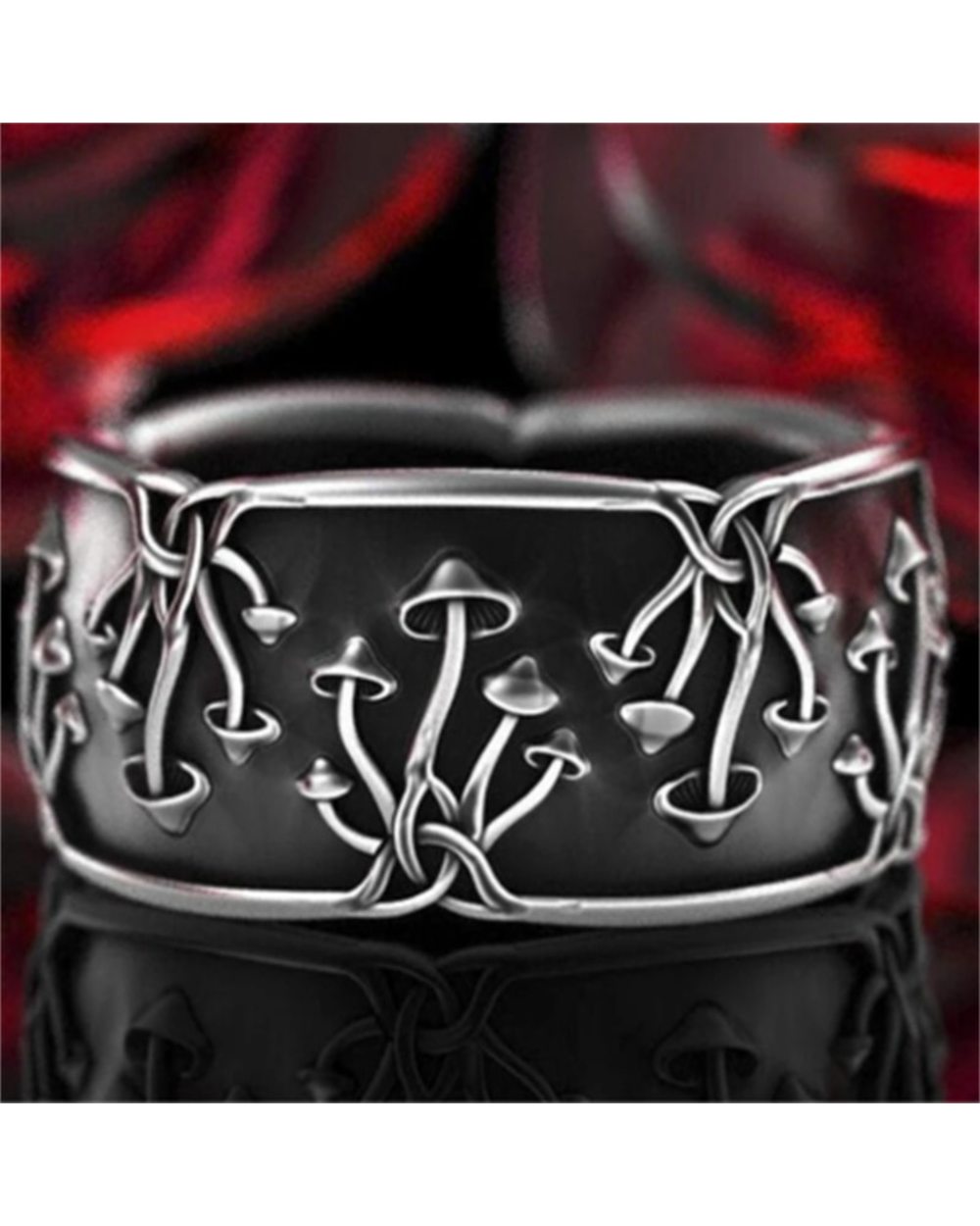 2022 Rings Mushroom Shaped Black Index Finger Rings Creative Jewelry Gifts Wholesale front-0