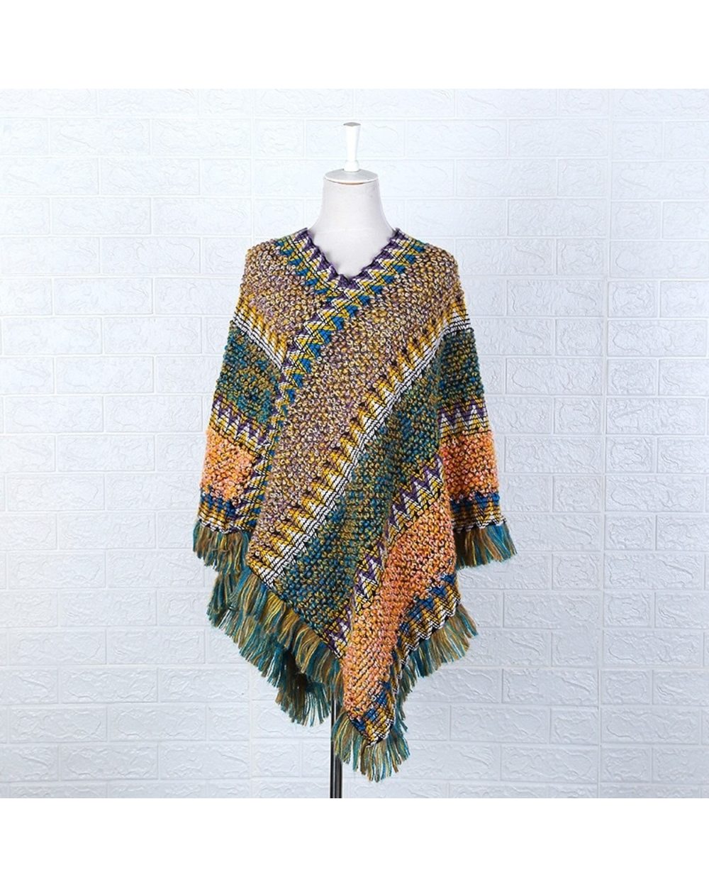 Knitting Cloak Poncho Women Pullover Autumn Capes Tassel Fashion Winter Clothing for Women Poncho Capes VG06 front-1