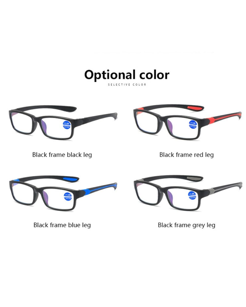 Reading Glasses Men Women Sports Anti-Blue Light Reading Eyewear Black Red Tr90 Frame Presbyopia Eyeglasses +100 To+400 front-2