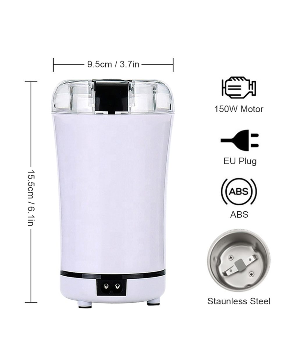 Portable Electric Coffee Bean Grinder Mill Kitchen Tool Herbs Salt Pepper Spices Nuts Grains Mini Medicine Flour Powder front-5