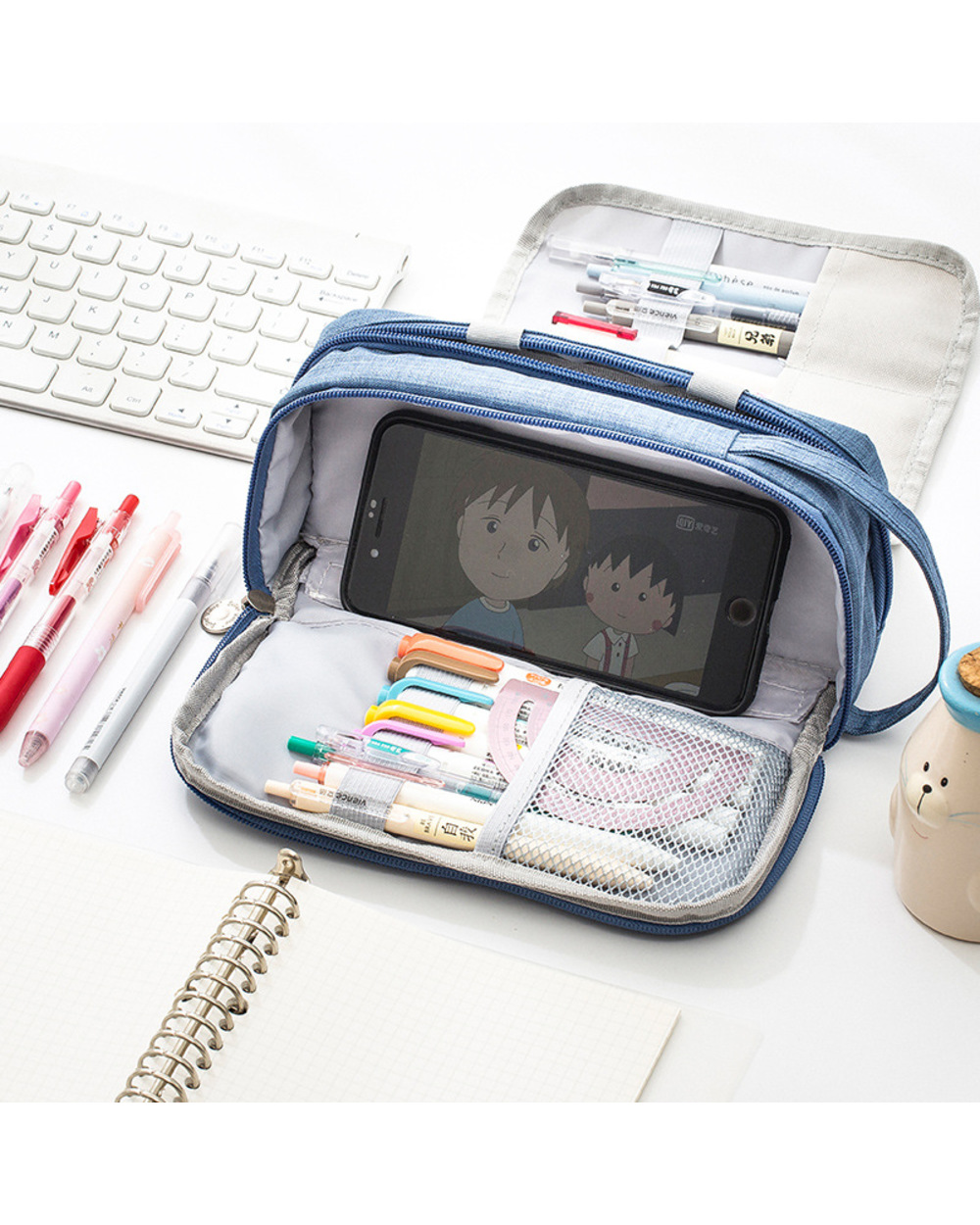 Large Capacity Pencil Case New Canvas Big Pencilcase School Pen Case Supplies Pencil Bag School Box Pencil Pouch Statio front-2