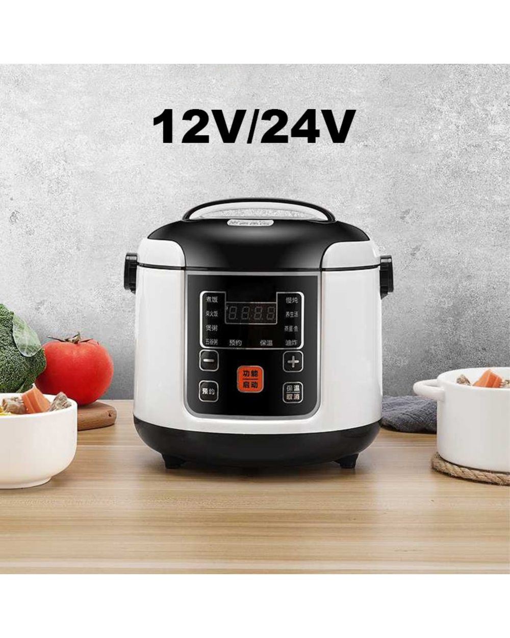12V 24V Electric Rice Cooker Car Truck Multicooker Soup Porridge Cooking Food Steamer 2L Electric Lunch Box Home Rice C front-0