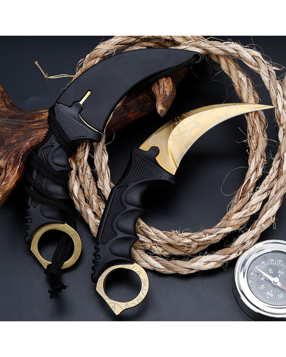 Real Counter Strike Karambit Knife Fixed Blade Lore Sheath Tiger Tooth Rainbow Tactical Survival Tool Hunting Knifes front-2