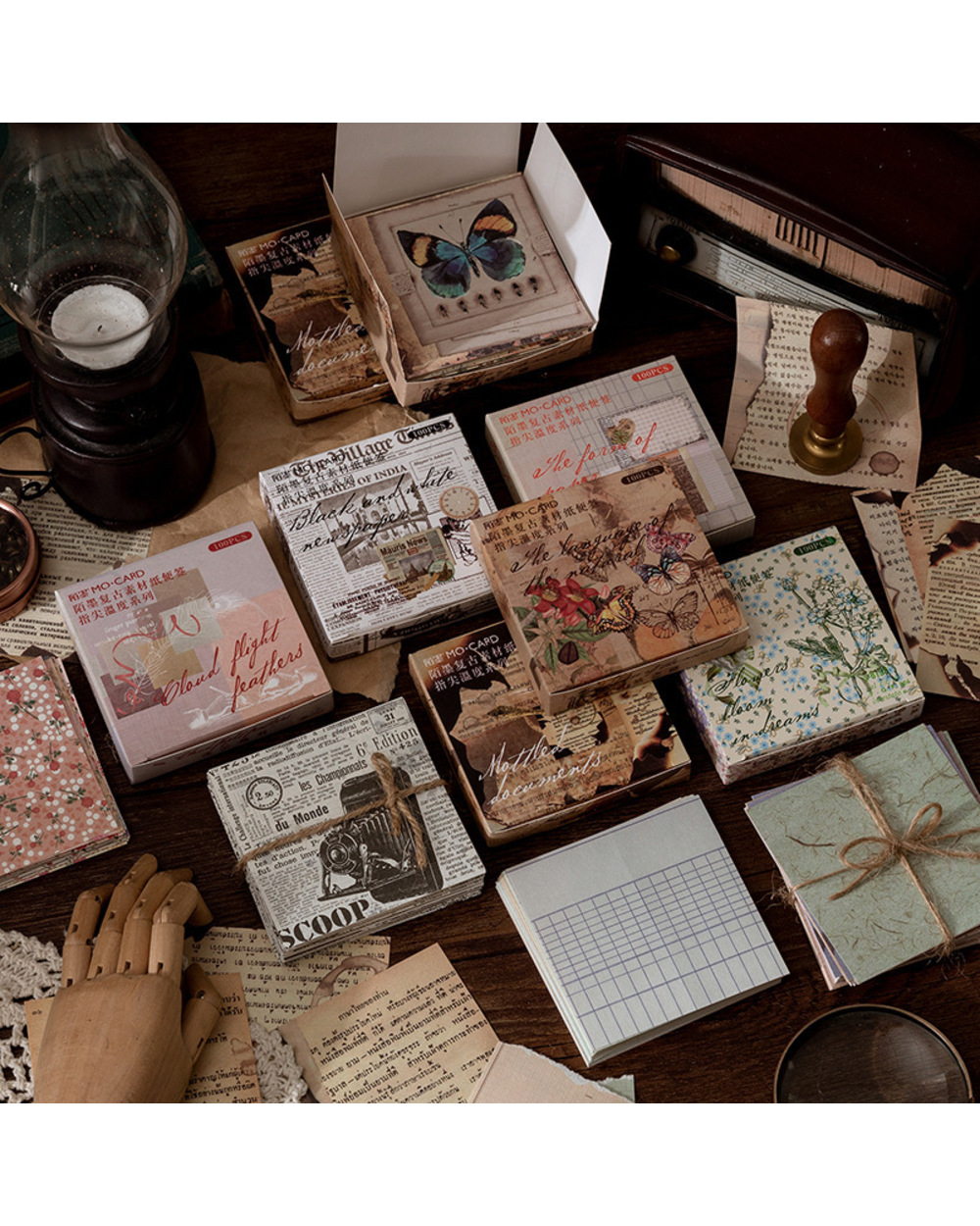 100 Sheets Vintage Newspaper Plant Flowers Scrapbooking Material Paper For Notebooks Diary Diy Projects front-0