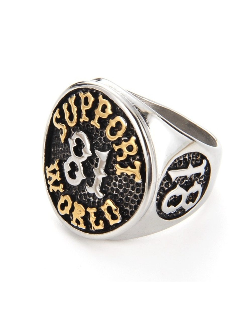 Stainless Steel Titanium 81 Support World Rings for Men Women front-5