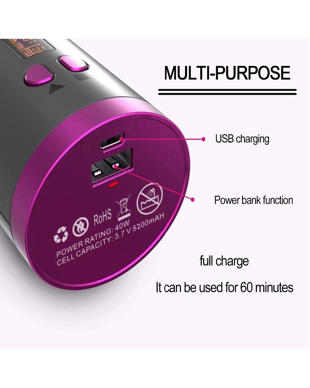 Automatic Hair Curler USB Rotating Hair Curling front-3