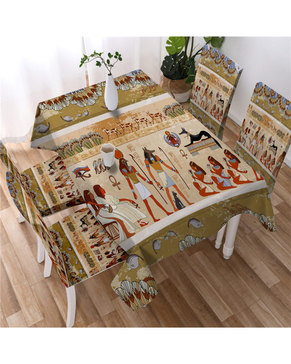 African Ancient Egyptian Printing Rectangular Tablecloths For Table Home Decoration Waterproof Anti-Stain Table Cover front-0