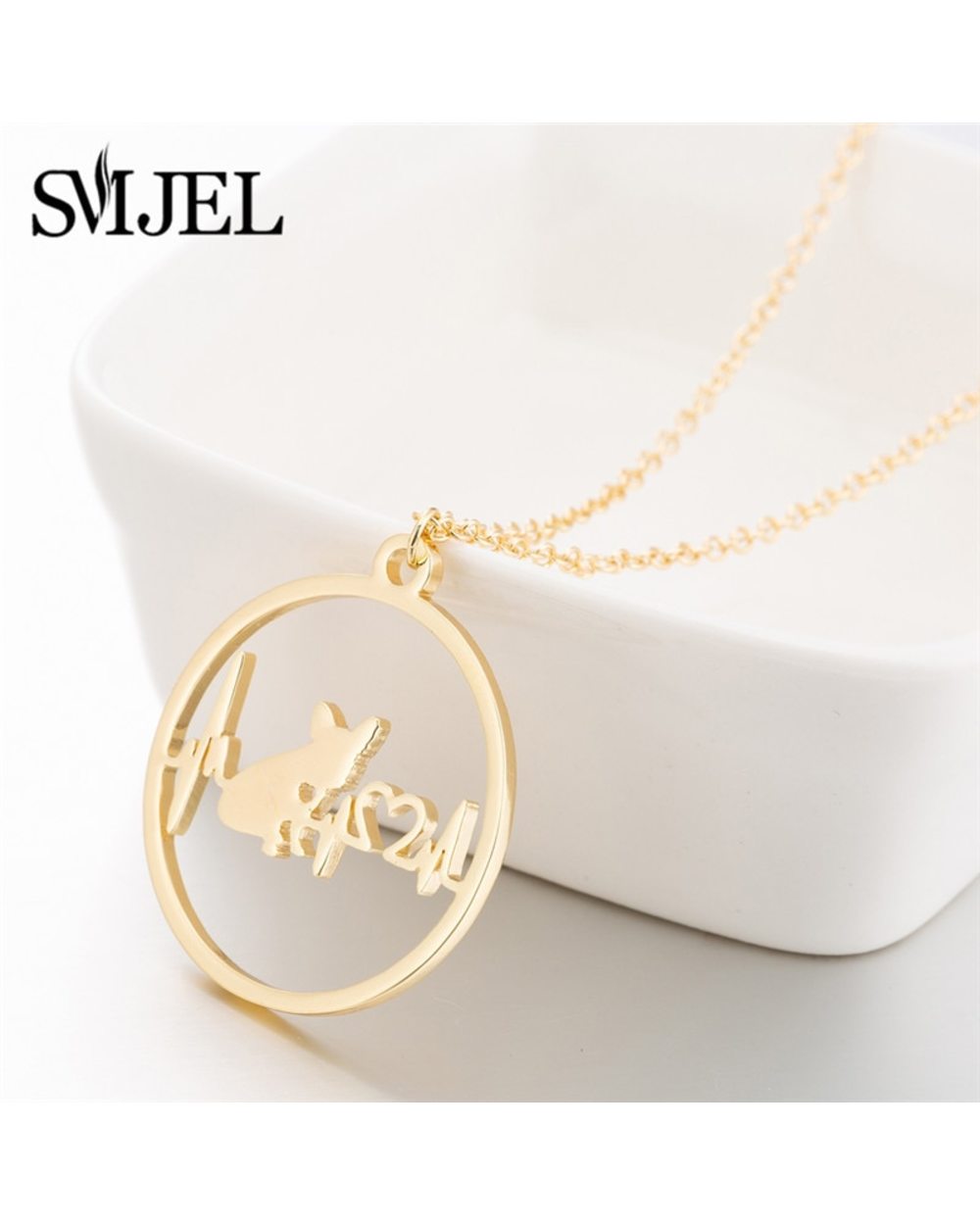 SMJEL Cartoon Dog Pendant Necklace for Women Fashion German Shepherd Jewelry Heartbeat Paw Choker Necklace Chainfor Kids front-4