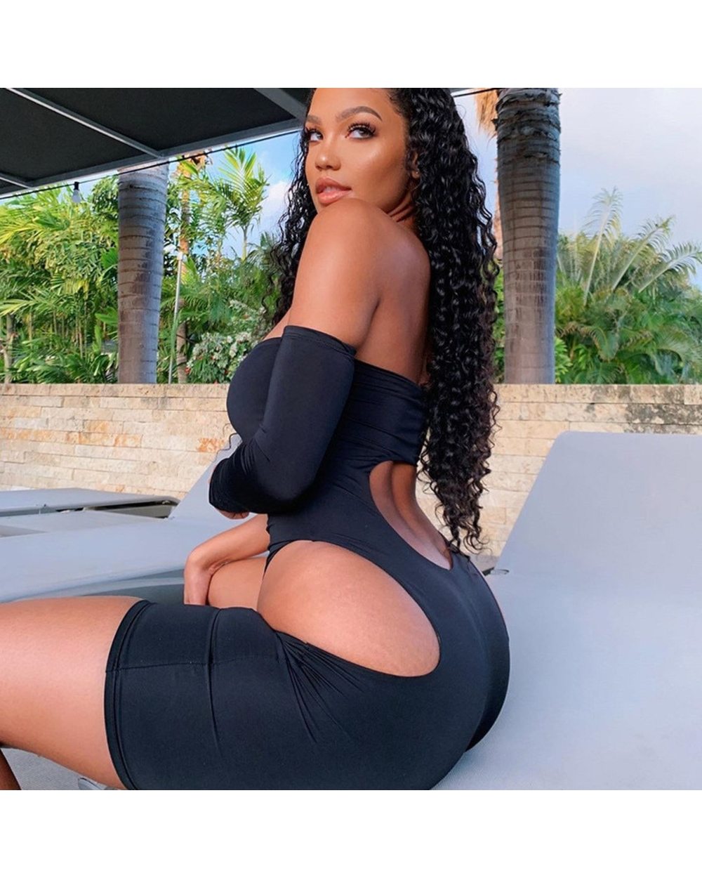 2020 Sexy Women Jumpsuit Playsuit Clubwear Off Shoulder Single Strap Sleeve Bodysuit Hollow Out Bodycon Summer Jumpsuit front-1