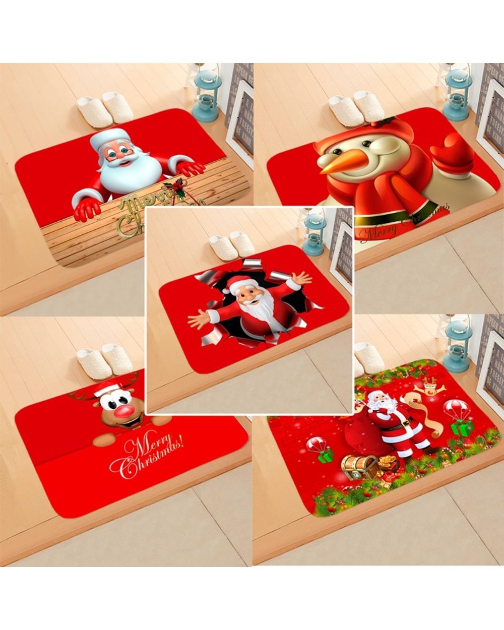 Santa Claus Snowman Bathroom Christmas Mat Christmas Decoration For Home Merry Christmas Ornaments New Year 2022 front-0