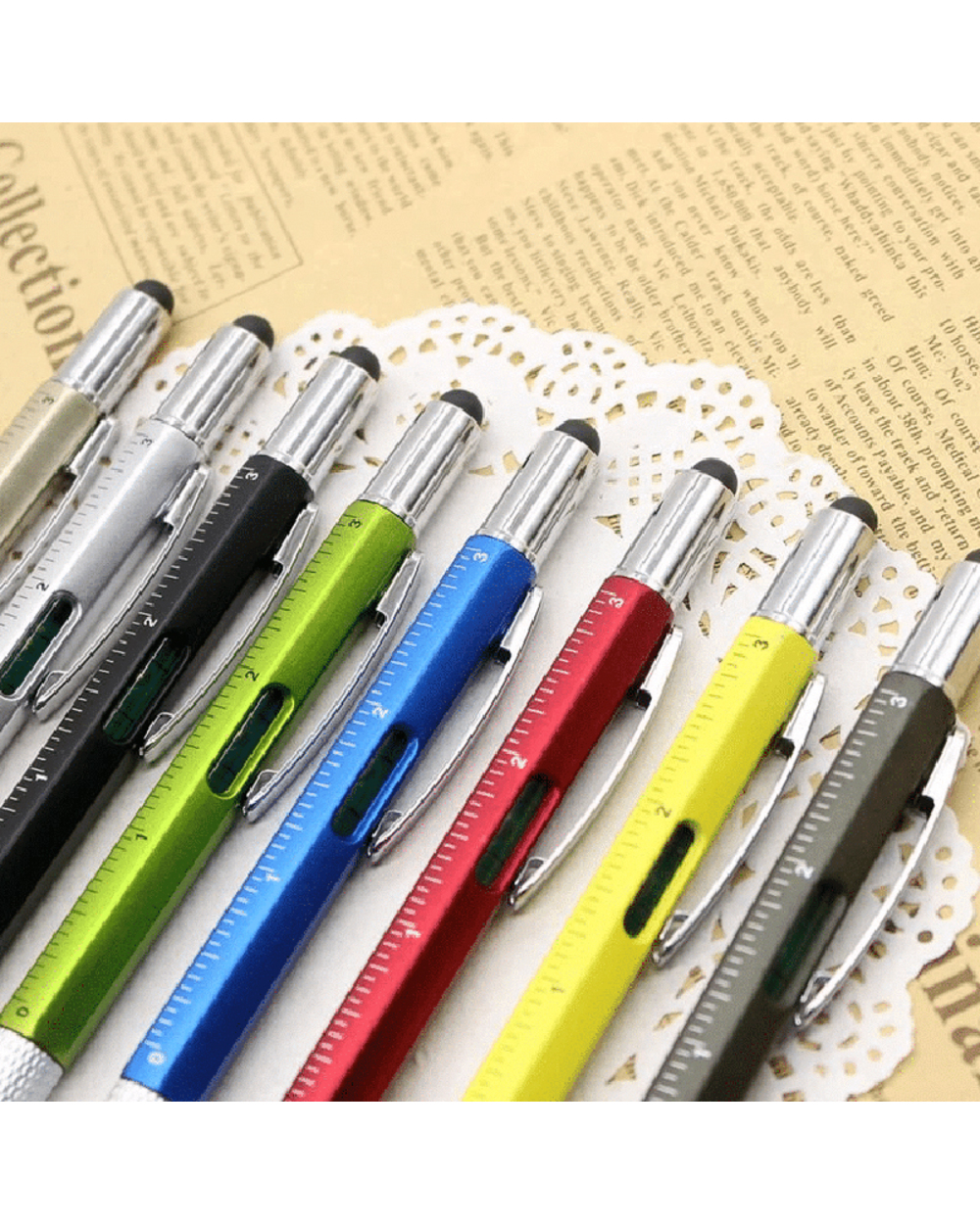 6 In 1 Multi-Functional Stylus Pen With Black/Blue Refill Tool Tech Ballpoint Pen With Clip Smooth Writing Nk-Shopping front-4