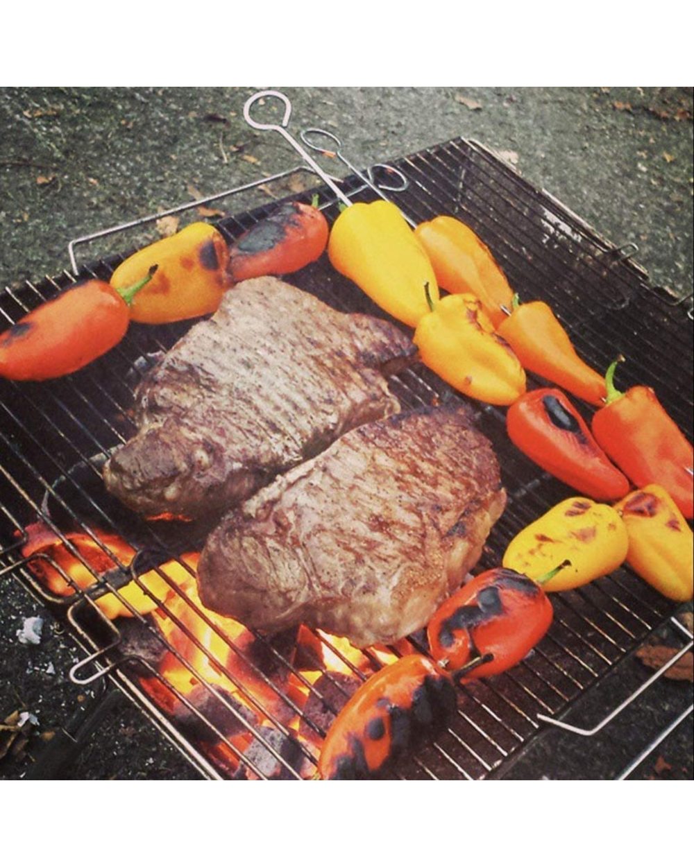TEENRA Portable Stainless Steel BBQ Grill Non-stick Surface Folding Barbecue Grill Outdoor Camping Picnic Tool front-4